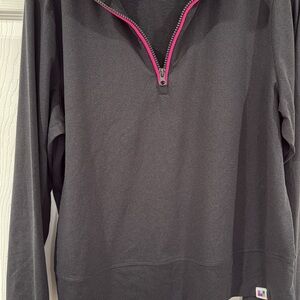 Peloton Dream Blend Gray Pullover Pink Zipper size large perfect so soft